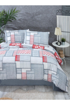 Patchwork Anthracite Gray Double Duvet Cover Set - Swordslife