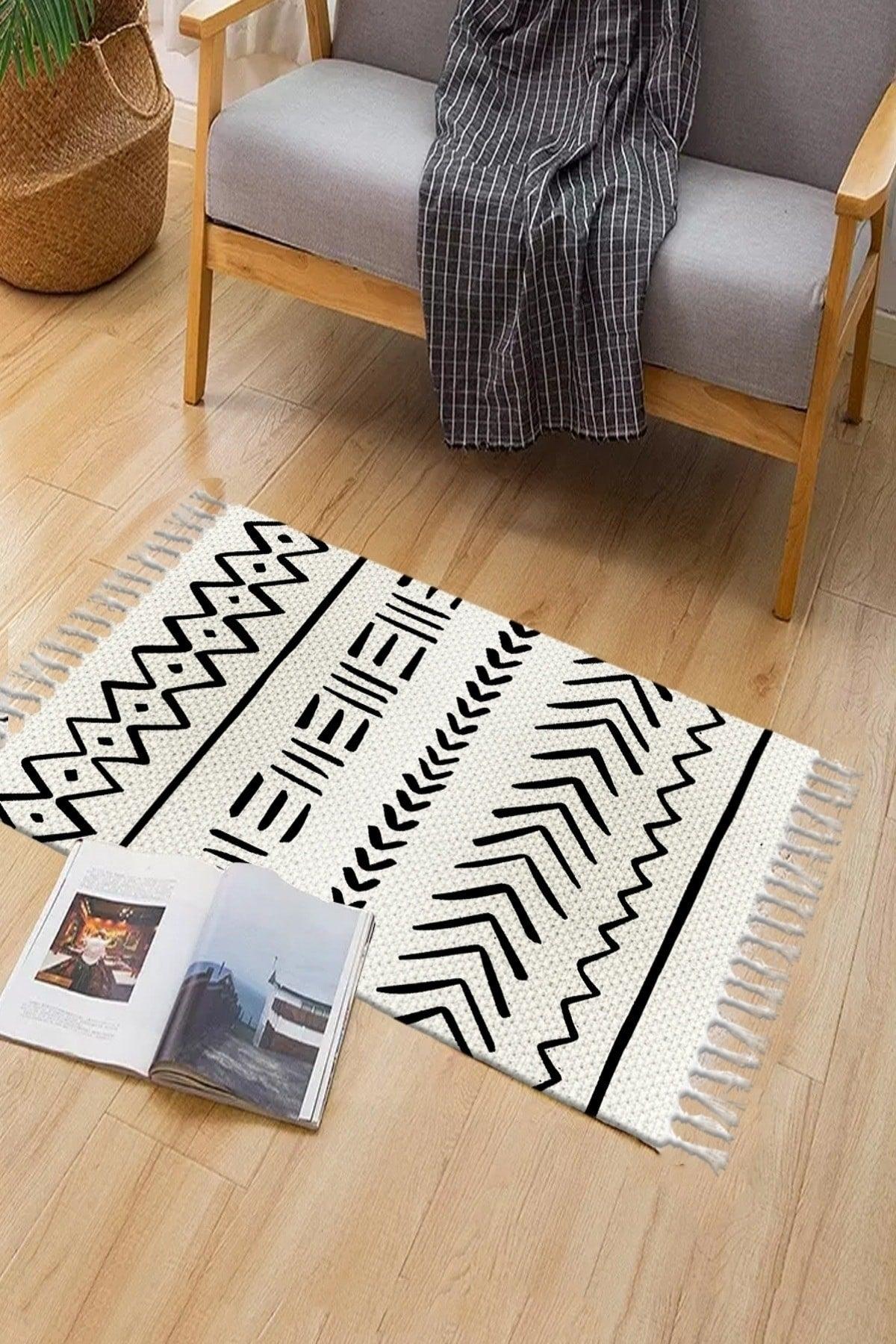 Patterned Washable Single Bath Mat Carpet Vintage Woven Rug 50x80cm Byns-02 - Swordslife