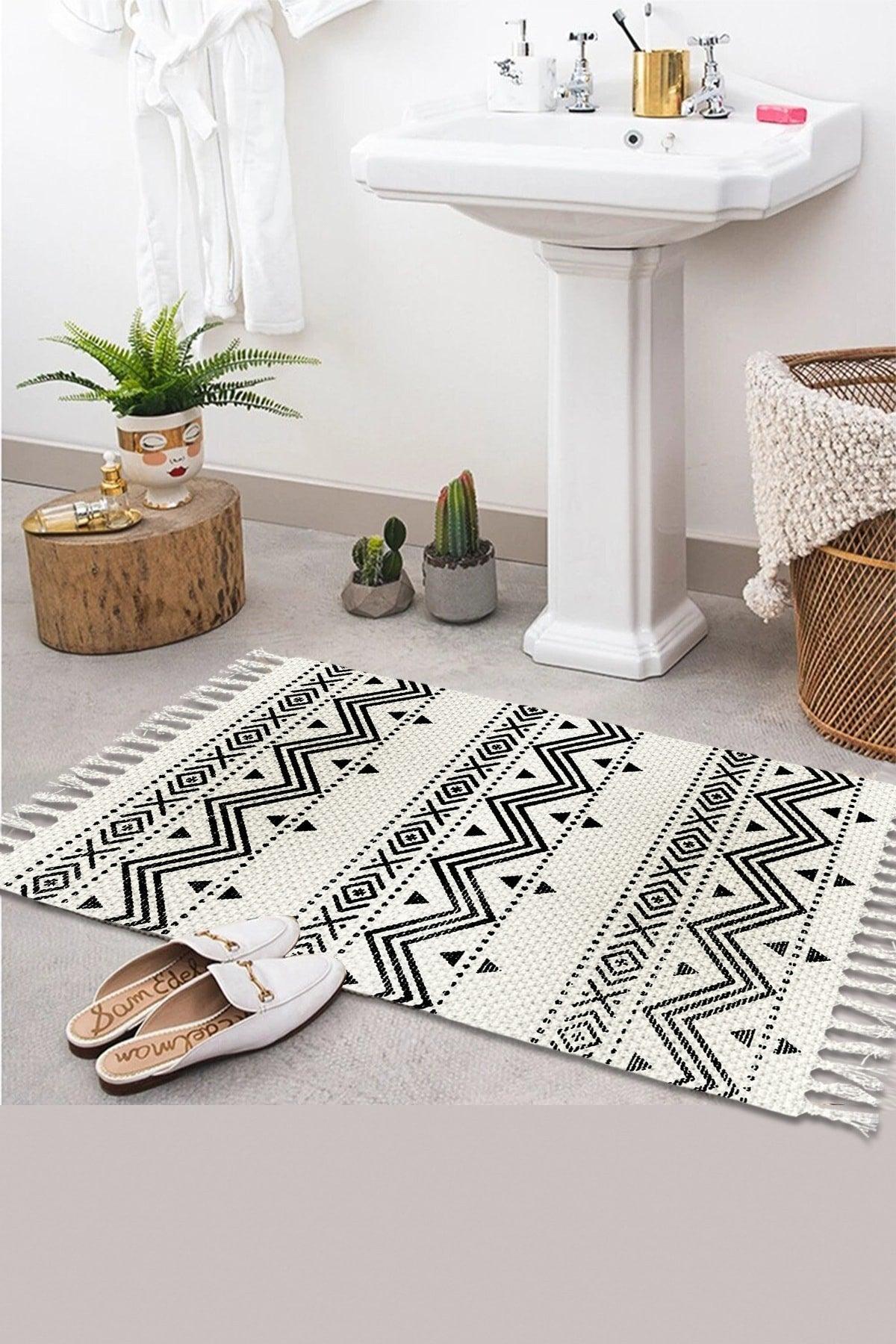 Patterned Washable Single Bath Mat Carpet Vintage Woven Rug 50x80cm Byns-03 - Swordslife
