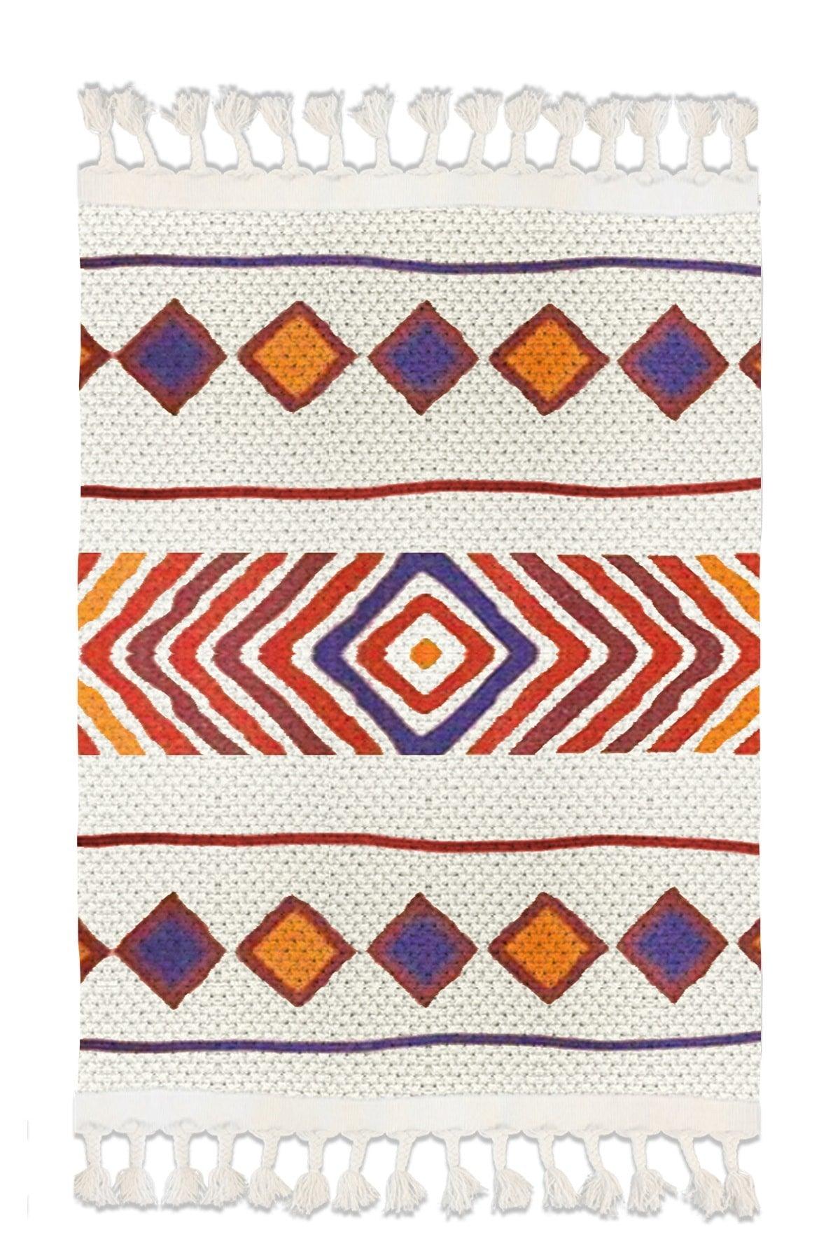 Patterned Washable Single Bath Mat Carpet Vintage Woven Rug 50x80cm Byns-06 - Swordslife