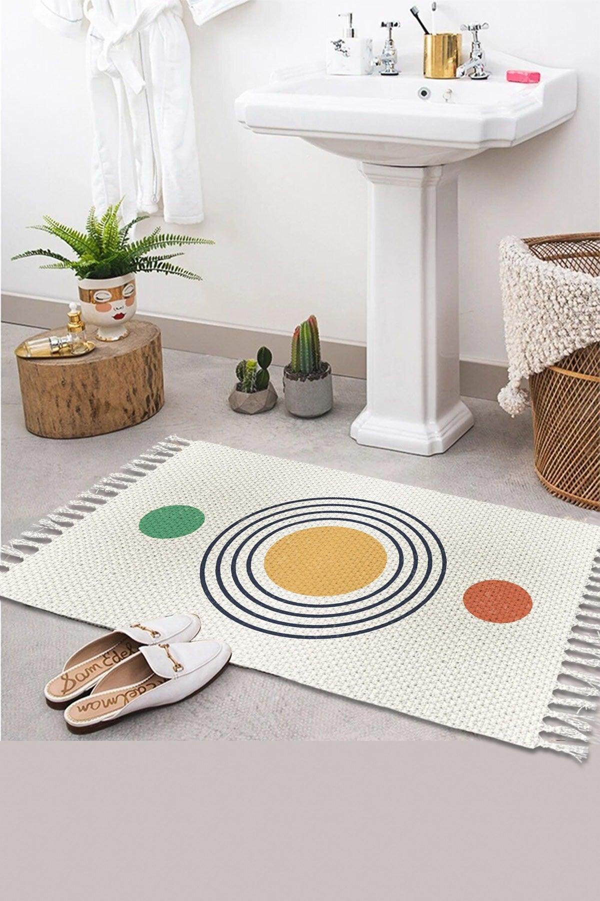 Patterned Washable Single Bath Mat Carpet Vintage Woven Rug 50x80cm Byns-10 - Swordslife
