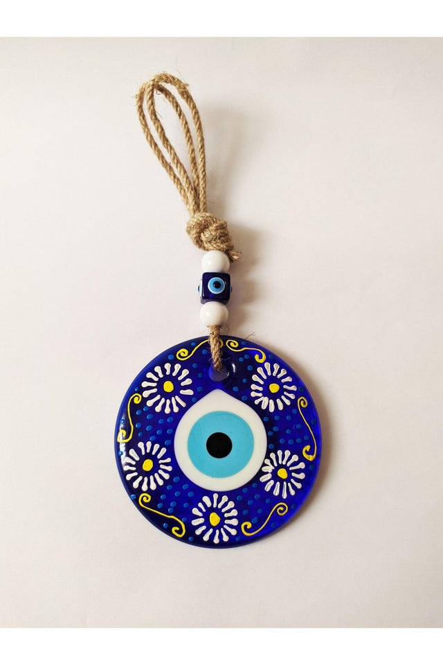 Patterned, Straw Thread 10x10 Cm Glass Evil Eye Beads Wall Ornament - Swordslife