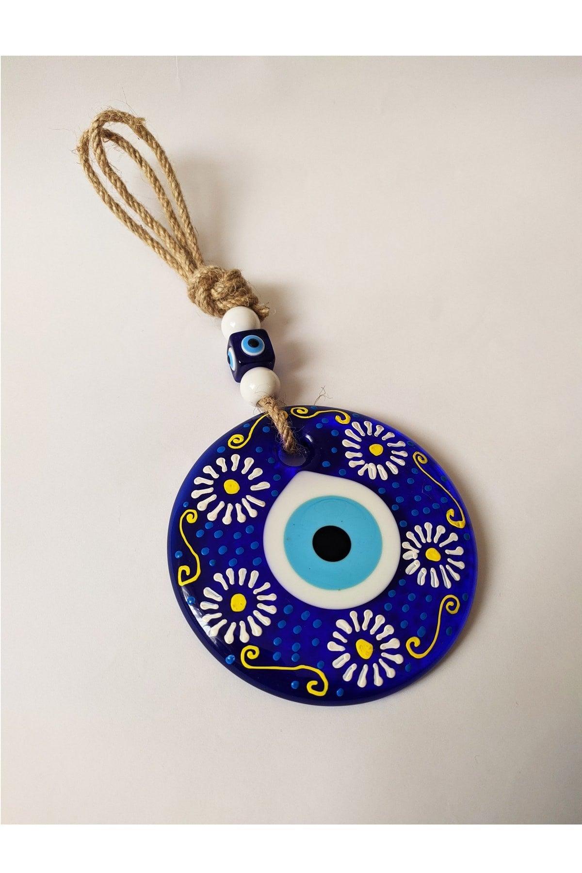 Patterned, Straw Thread 10x10 Cm Glass Evil Eye Beads Wall Ornament - Swordslife