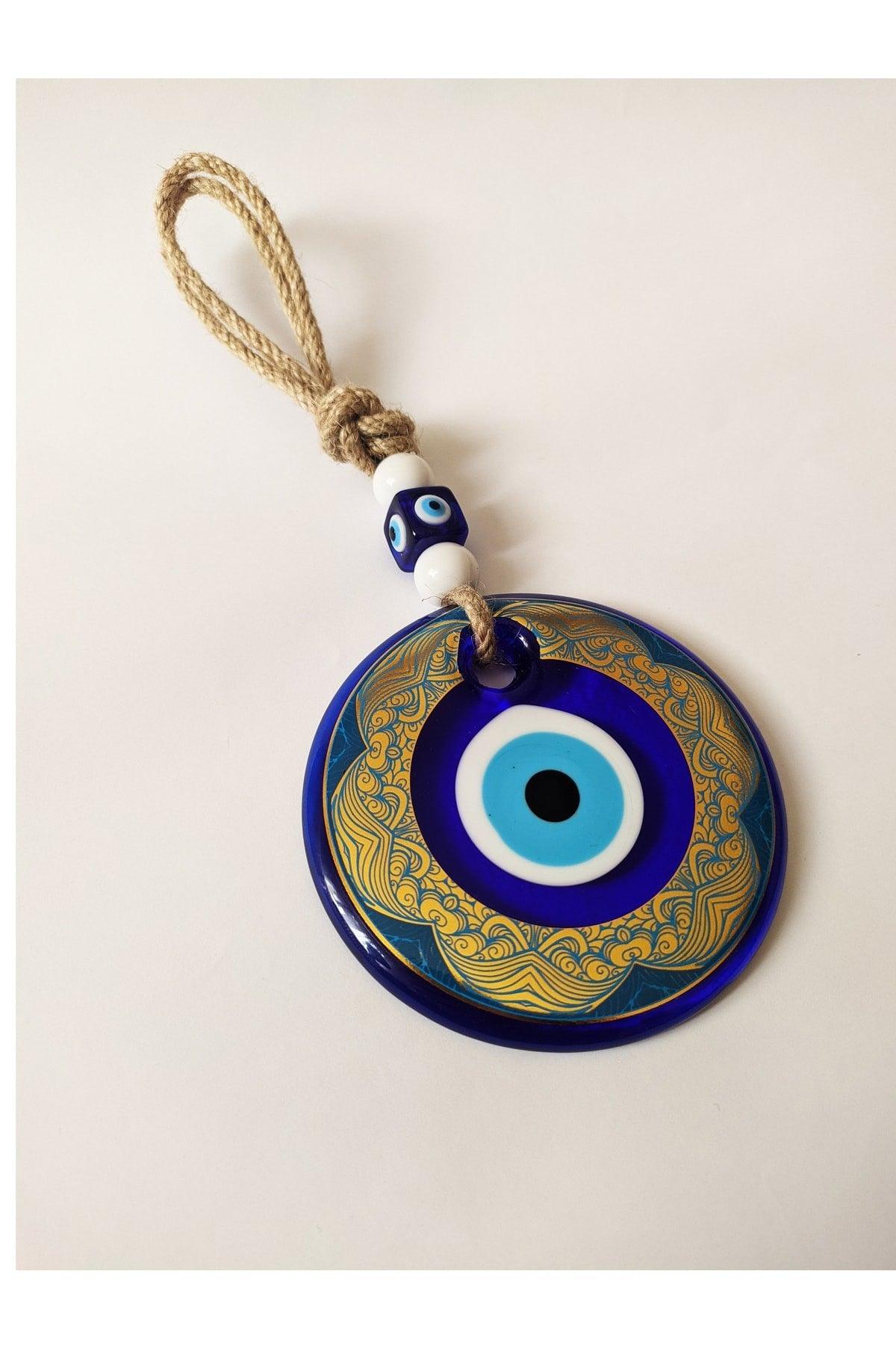 Patterned, Straw Thread 10x10 Cm Glass Evil Eye Beads Wall Ornament - Swordslife