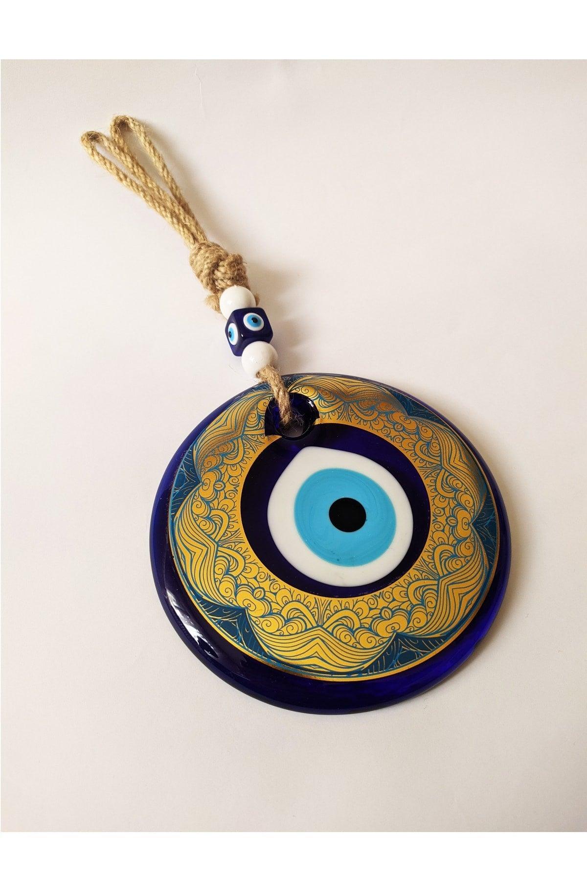 Patterned, Straw Thread 13x13 Cm Glass Evil Eye Beads Wall Ornament - Swordslife