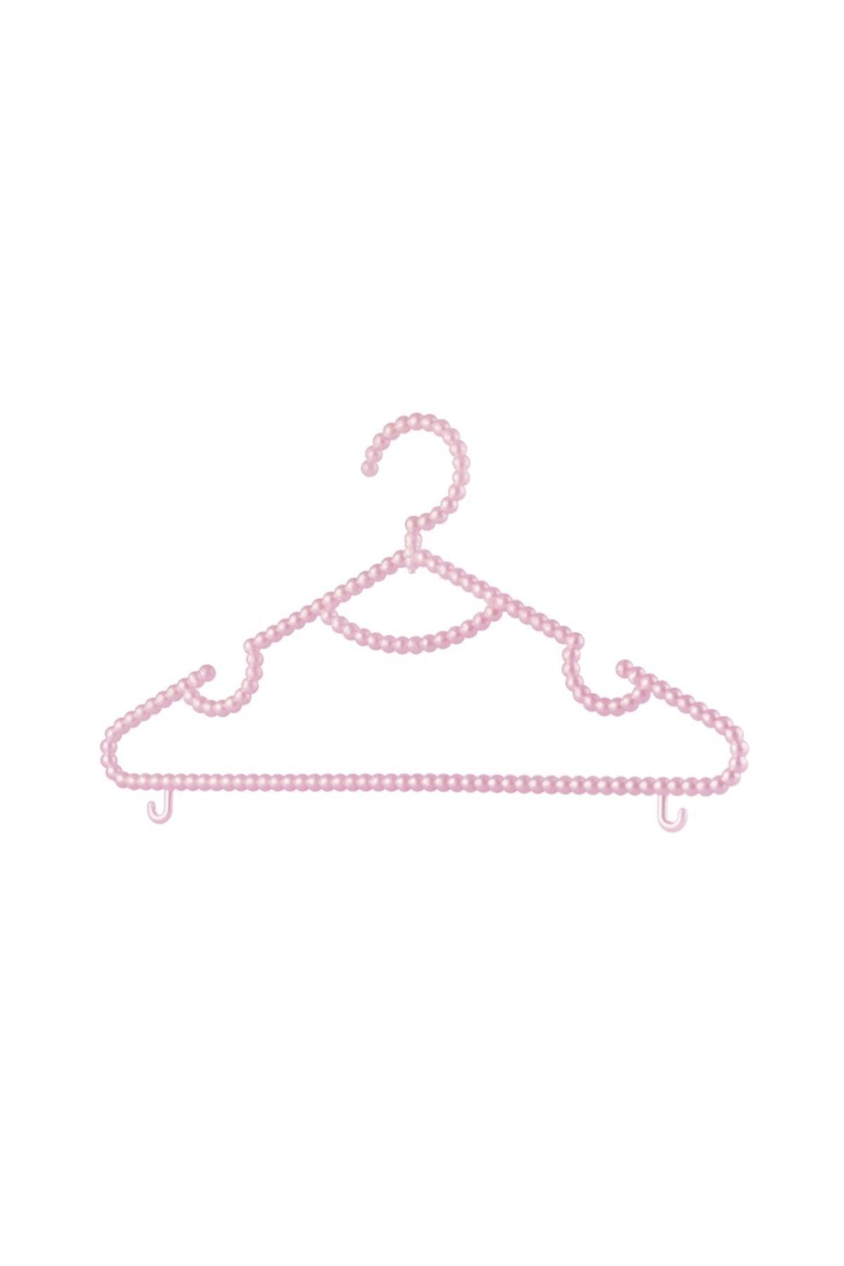 Pearl Patterned Clothes Hanger (10 Pieces) Silver+pink Color - Swordslife
