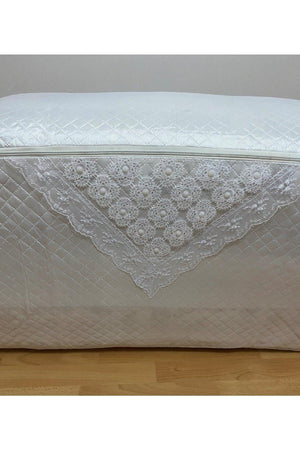 Pearl Satin Cream Quilt Hurcu Quilted Dowery Bundle 50x50x100 - Swordslife