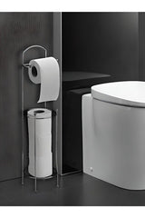 Footed Wc Paper Toilet Roll Holder With Spare Paper Container Round Chrome - Swordslife