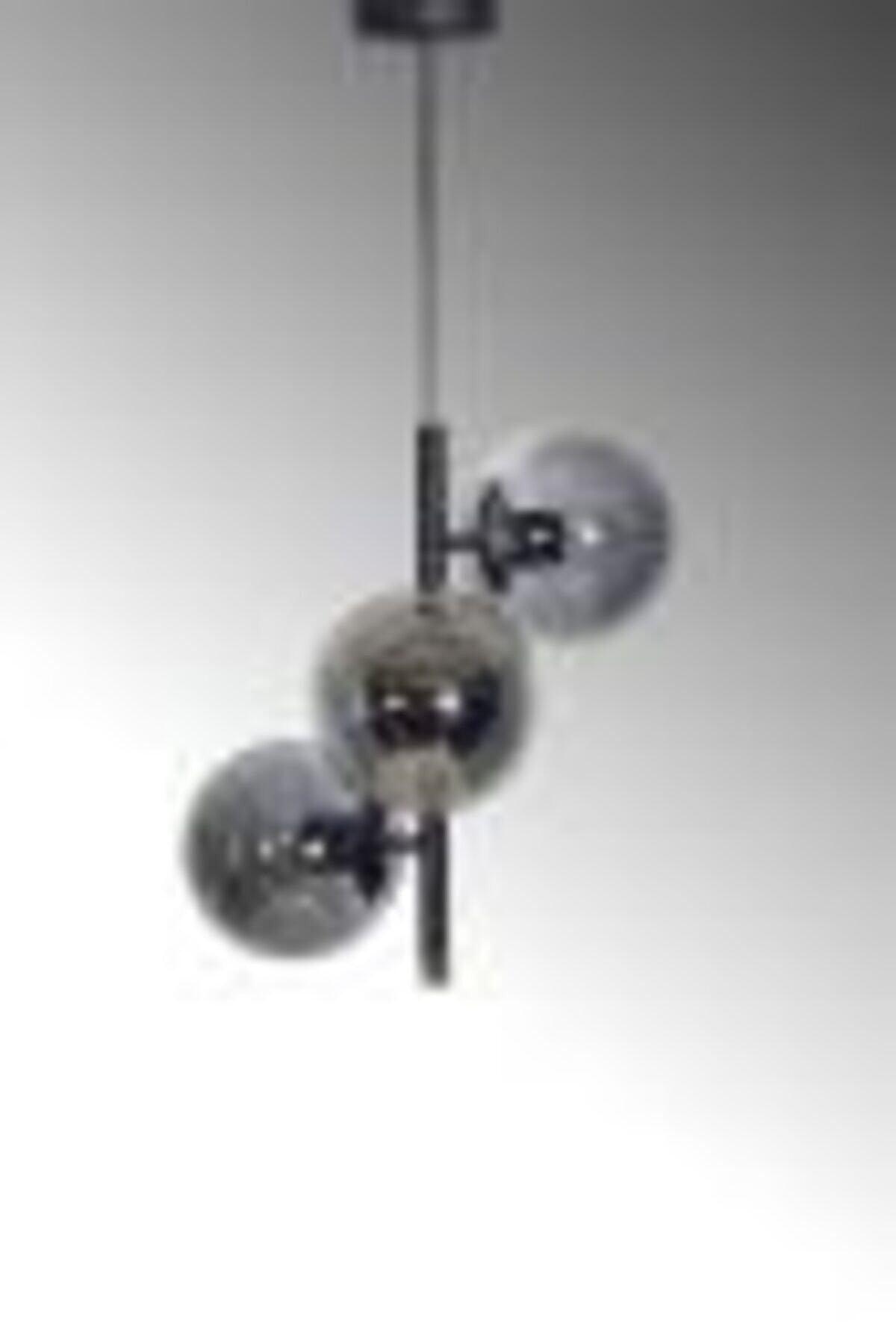 Pella Black Chrome Metal Body Smoked Glass Design Lux Chandelier Triple - Swordslife