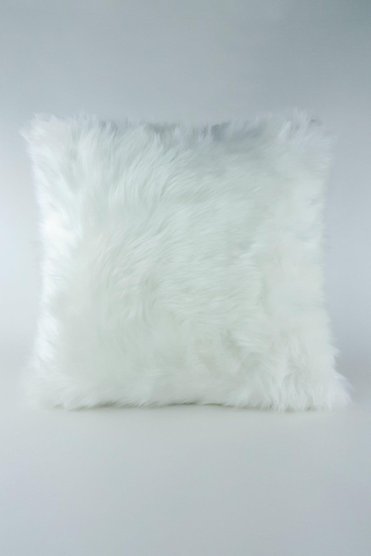Plush Square Cushion Cover - White - Swordslife