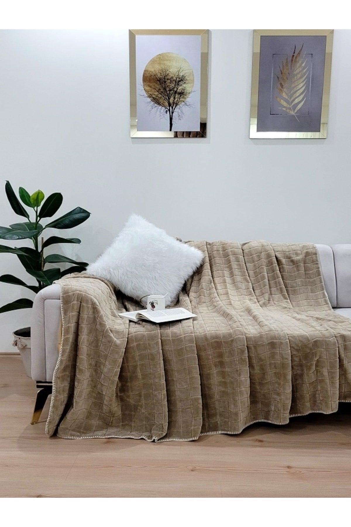 Plush Welsoft Single Blanket-Sofa Cover-shawl 150x200 Cm/ Mink Check - Swordslife