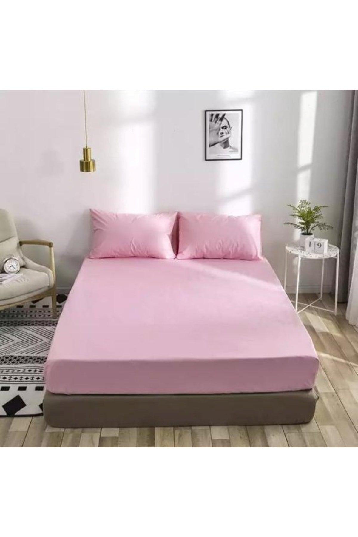 Pink Colored 100% Cotton Combed Cotton Single/Double Elastic Bed Sheet (7 DIFFERENT SIZES) - Swordslife