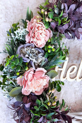 Pink And Blue Hydrangea Hello Door Ornament - Door Wreath - Swordslife