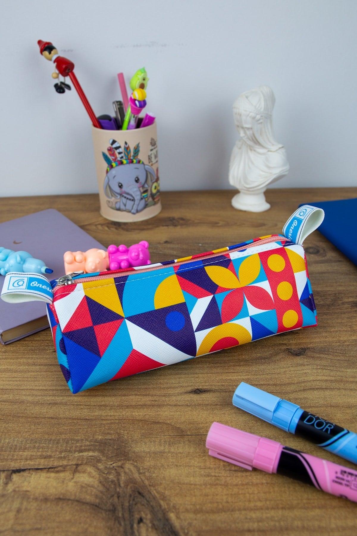 Pencil Case Colorful Cute Triangle Design