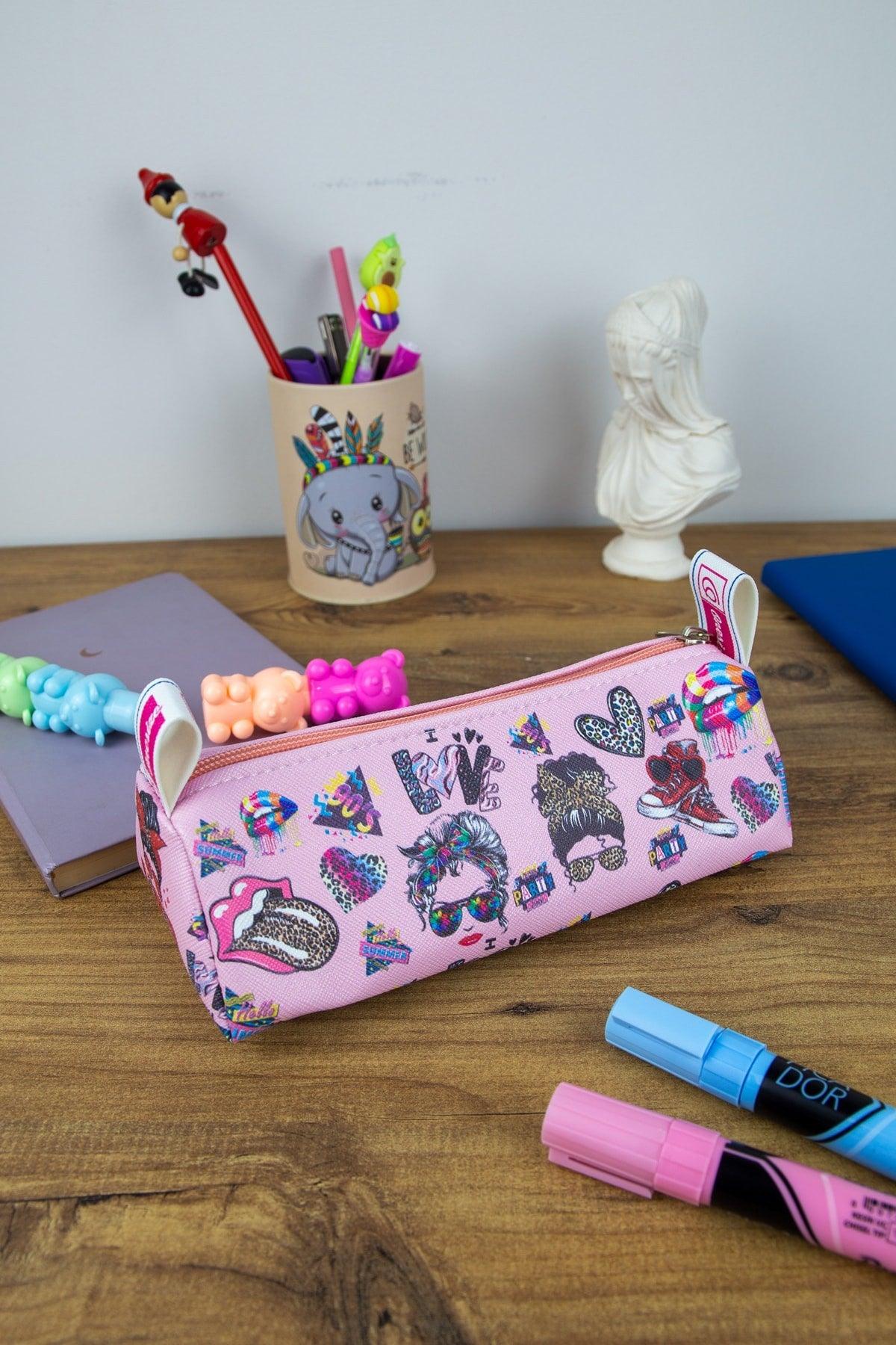 Pencil Case Loved Cute Triangle Design Vegan