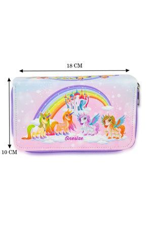 Pencil Case Unicorn World Three Compartment Vegan