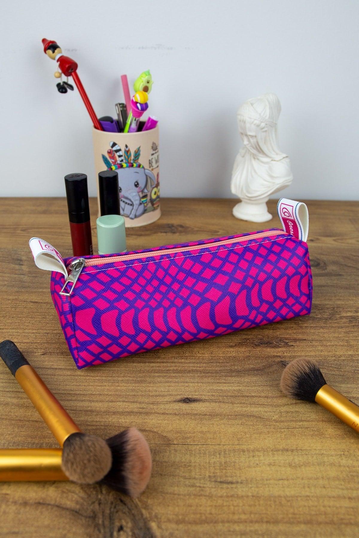 Pencil Case Neon Colors Dragon Vegan Leather