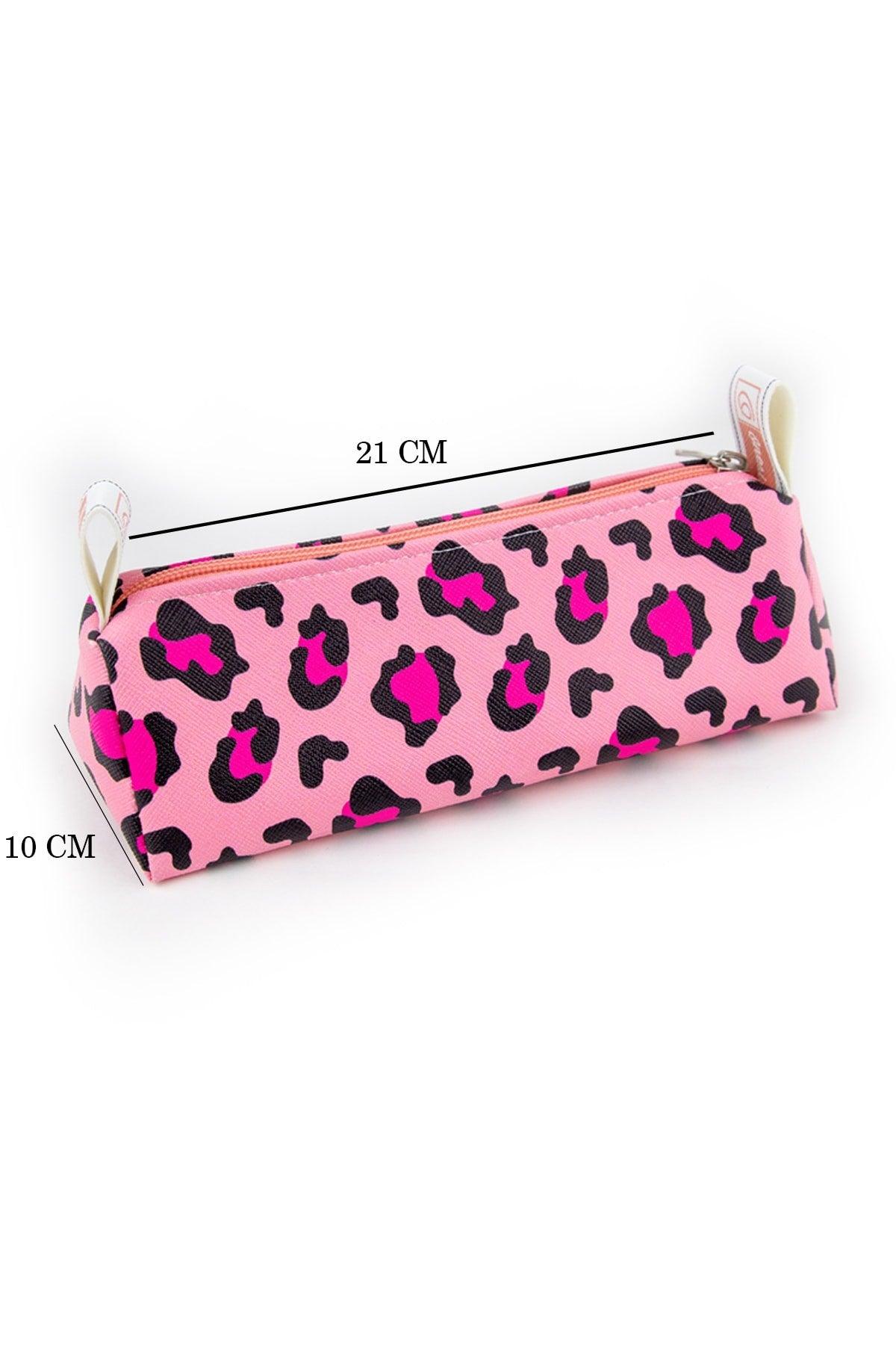Pencil Case Neon Colors Leopard Vegan Leather