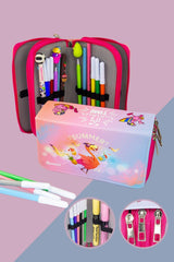 Pencil Case Summer Flamingo Three Compartment Vegan