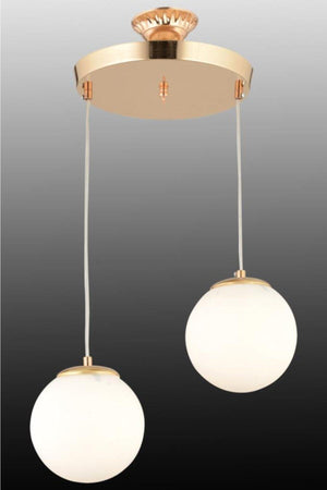 Pendant Lamp 2 Gold White Globe Glass Chandelier - Swordslife