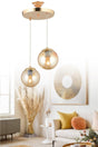 Pendant Lamp 2 Gold Yellow Globe Glass Chandelier - Swordslife