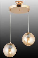 Pendant Lamp 2 Gold Yellow Globe Glass Chandelier - Swordslife