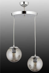 Pendant Lamp 2 Silver Smoked Globe Glass Chandelier - Swordslife