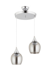 Pendant Lamp 2 Silver Funnel Smoked Opaque Glass Chandelier - Swordslife