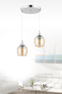 Pendant Lamp 2 Silver Yellow Opaque Glass Chandelier - Swordslife