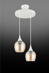 Pendant Lamp 2 White Yellow Opaque Glass Chandelier - Swordslife