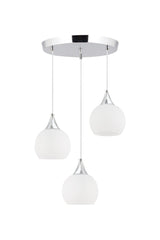 Pendant Lamp 3 Piece Silver Case White Opaque Glass Chandelier - Swordslife