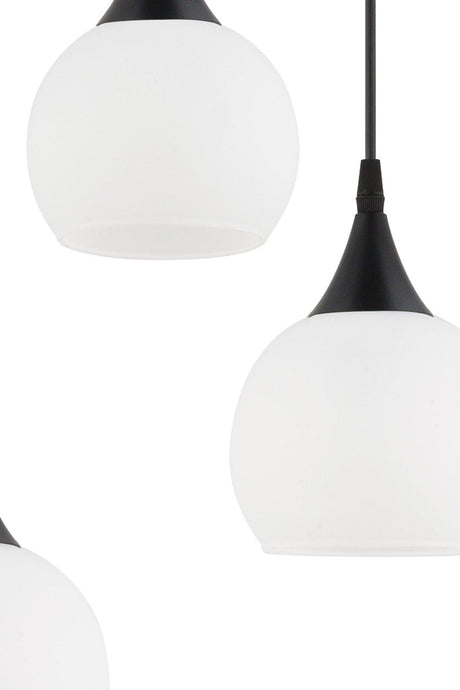 Pendant Lamp 3 Piece Black Case White Opaque Glass Chandelier - Swordslife