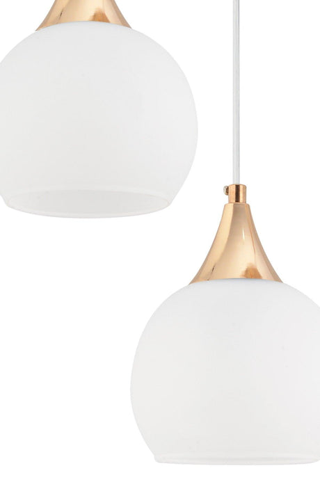 Pendant Lamp 3 Piece Gold Case White Opaque Glass Chandelier - Swordslife