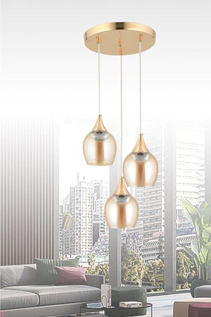 Pendant Lamp 3 Pcs Gold Hunli Yellow Opaque Glass Chandelier - Swordslife
