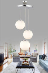 Pendant Lamp 3 Silver White Globe Glass Chandelier - Swordslife