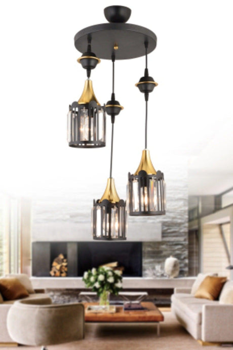 Pendant Crystal Tray Black 3-Set Scorpion Yellow Downward Facing Luxury Chandelier - Swordslife