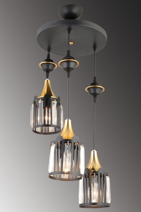 Pendant Crystal Tray Black 3-Set Scorpion Yellow Downward Facing Luxury Chandelier - Swordslife