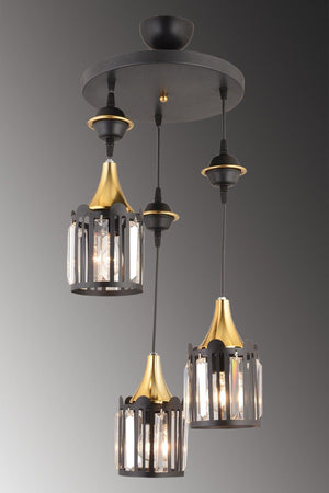 Pendant Crystal Tray Black 3-Set Scorpion Yellow Downward Facing Luxury Chandelier - Swordslife