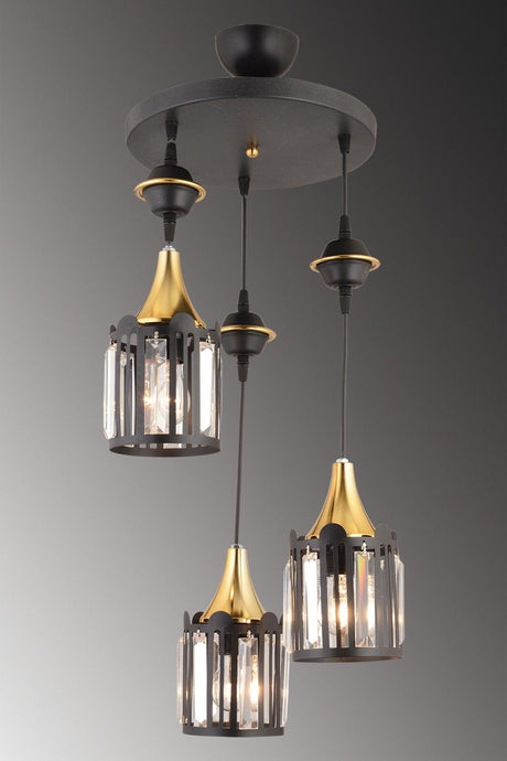 Pendant Crystal Tray Black 3-Set Scorpion Yellow Downward Facing Luxury Chandelier - Swordslife