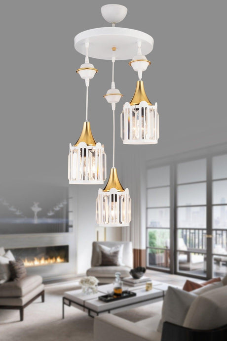 Pendant Crystal Tray White 3-Set Scorpion Yellow Downward Facing Luxury Chandelier - Swordslife