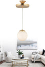 Suspended Single Gold White Globe Glass Chandelier - Swordslife