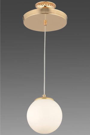Suspended Single Gold White Globe Glass Chandelier - Swordslife