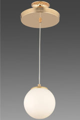 Suspended Single Gold White Globe Glass Chandelier - Swordslife