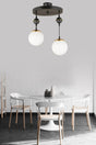 Downward Facing Luxury Chandelier with Suspended Tray Black 2 White Globe Glass - Swordslife