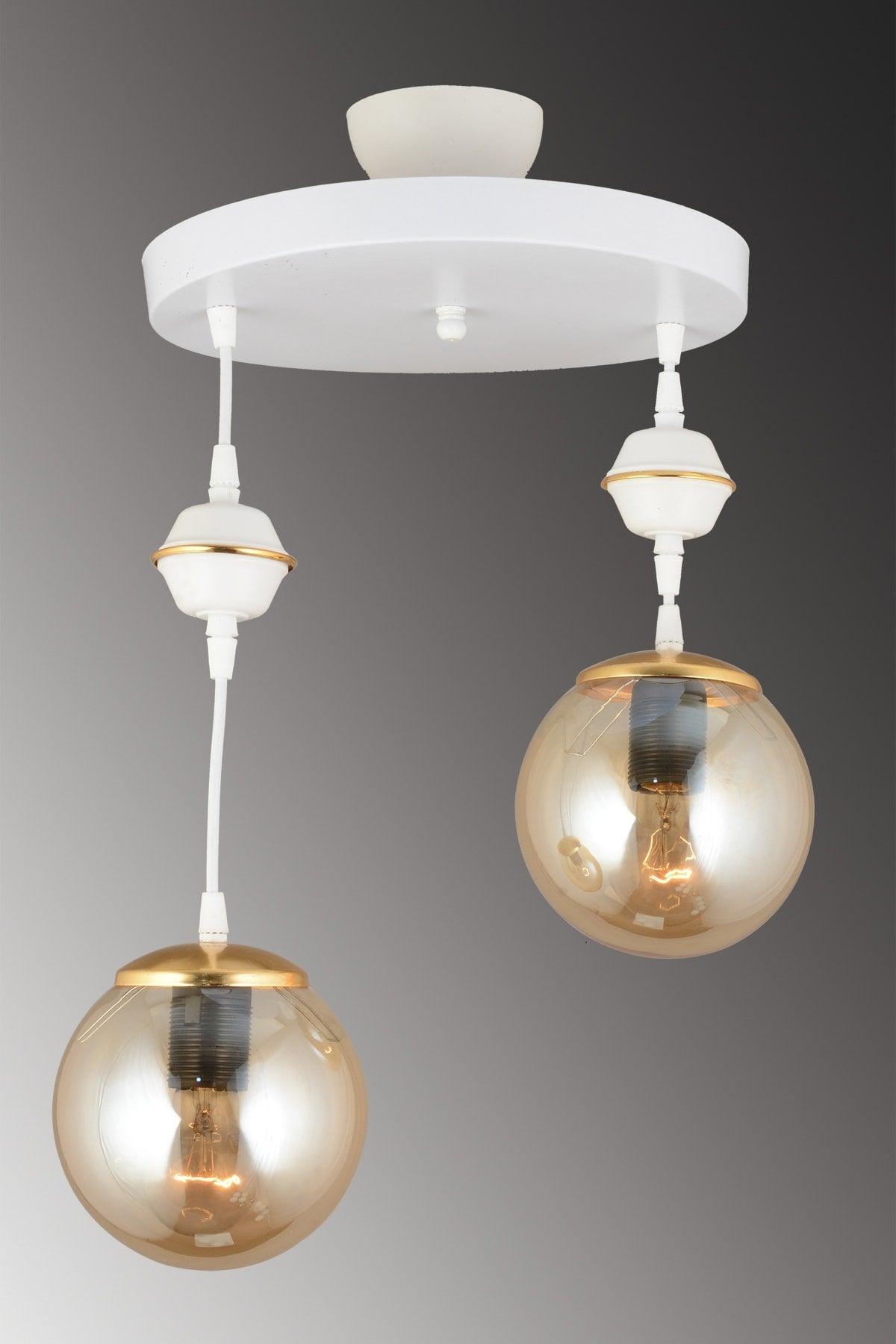 Suspended Tray White 2 Piece Honey Globe Glass Downward Facing Luxury Chandelier - Swordslife