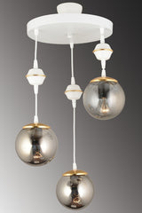 Suspended Tray White 3-Set Smoked Globe Glass Downward Facing Luxury Chandelier - Swordslife