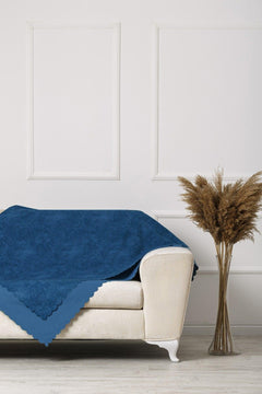 Double-sided sofa seat cover with solid and patterned designs in chenille