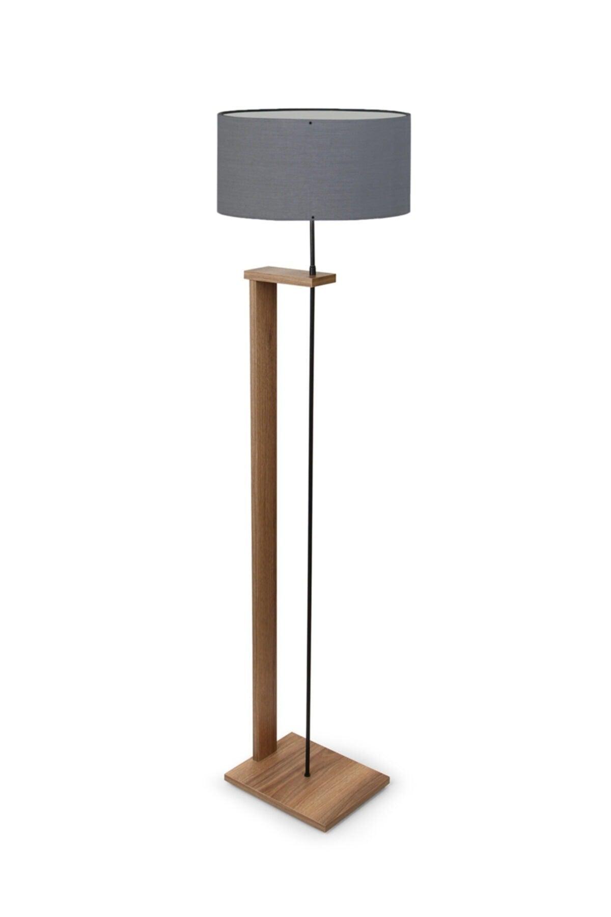 Pi Wooden Body Gray Fabric Head Floor Lamp Ayd-3132 - Swordslife