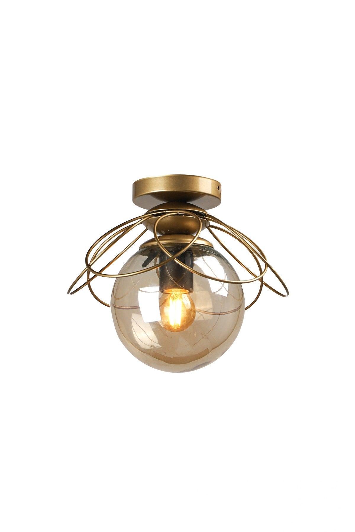 Alaca Ceiling Installation Single Chandelier Tumbled Honey Glass - Swordslife