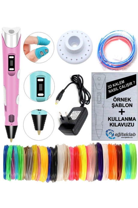 Pink 3d Pen Printer+25 Colors 100 Meters